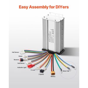 Kit de Motor Eléctrico sin Escobillas de 500W, 36V, 3000rpm, Controlador de Velocidad, Kit de Empuñadura de Acelerador Mejorado para Go Karts y Bicicletas Eléctricas - Product Image 6