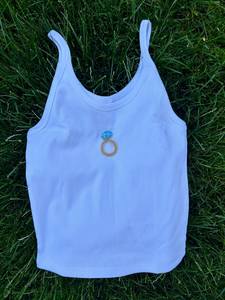 Customize <b>White</b> Cotton Ribbed <b>Tank</b> <b>Top</b> <b>Crop</b> <b>Top</b> With Beaded Embroidery Yellow Orchid Flower Patch For Women Summer Fashion Wear - Product Image 3