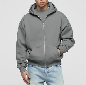 Sudadera con Capucha Personalizada, Cuadrada, Extra Grande, con Cierre, Diseño ODM, Estilo Urbano, para Hombre, 100% Algodón Ecológico - Product Image 4