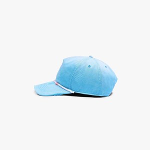 Light Blue Cotton Baseball Cap 6-Panel Fitted Pearl Decoration Casual Hat Spring Summer Adult Unisex - Product Image 3