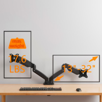 Support de bureau AUKI robuste pour deux moniteurs avec bras à ressort à gaz, support de 32 pouces, VESA, mouvement complet, capacité de 8 kg, rotation à 360°