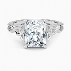 BOJ Ring 038 Radiant Cut 925 Silver Celtic Love Knot Diamond Ring 2ct D Color VVS1 Moissanite GRA Certified Low Price Sale Ring - Product Image 1