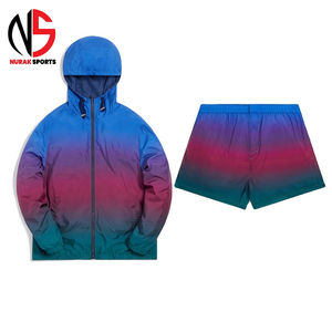 Survêtement décontracté pour homme avec logo personnalisé imprimé, coupe-vent léger en nylon zippé, short et broderie dégradée tie-dye pour 2026 - Product Image 1