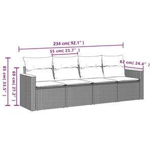 Conjunto de Sofás Modulares Grandes de Ratán PE Negro para Jardín, Muebles Modulares Elegantes para Exteriores - Product Image 3