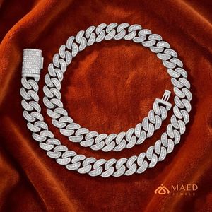 Silver 92.5% Iced Out Cuban Link Moissanite <b>Necklace</b> Rose Gold/Silver/Gold Plated Luxury Hip Hop Chain <b>Statement</b> Jewelry for Men - Product Image 3