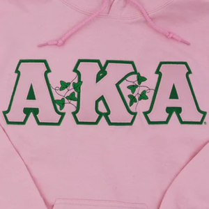 Sudadera con Capucha AKA Pink Pullover Ivy con Letra Griega Bordada, Sudadera de Forro Polar para Mujer, Color Rosa - Product Image 6