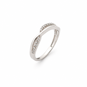 925 Sterling <b>Silver</b> Womens <b>Wave</b> Design <b>Ring</b> with Cubic Zirconia Pave Elegant Minimalist Style High Polish Finish Daily Wear Wedd - Product Image 2
