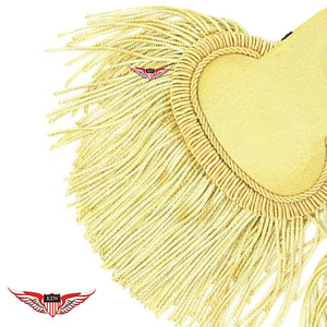 Epaulettes de hombro con flecos de Mylar y alambre de color amarillo claro, ecológicos, estilo vintage, con borlas. - Product Image 3