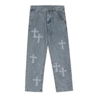 Nouveau Jean Personnalisé Mode Streetwear Hip Hop Taille Basse Baggy Pantalon en Denim Croisé pour Homme