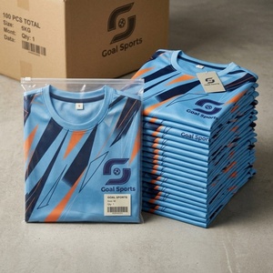 Goal Sports Camiseta de manga corta con estampado geométrico azul para hombre, de secado rápido, corte ajustado, cuello redondo, estilo deportivo - Product Image 5