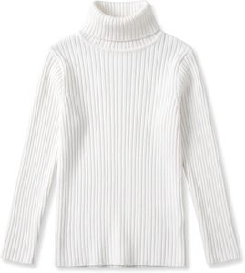 Camiseta de Cuello Alto Informal de Manga Larga Blanca con Estampado de Rayas para Mujer, Tejido de Punto de Algodón y Elastano, Transpirable, de Secado Rápido y Antiarrugas - Product Image 3