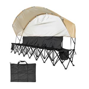 Panchina da Calcio Leggera a 6 Posti con Tasche Portaoggetti e Portabicchieri, Pieghevole e Portatile per Sedute sul Fianco del Campo - Product Image 1
