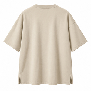 T-shirt oversize pour homme à ourlet fendu sur le côté, design minimaliste uni, coupe décontractée, manches courtes, personnalisable, mode urbaine, vente en gros - Product Image 2