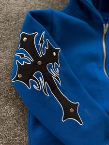 Sweat à capuche oversize en molleton bouclette à épaules tombantes, style streetwear et sport, avec demi-zip, personnalisable, pour l'hiver - Product Image 6