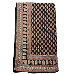 Couvre-lit matelassé en coton noir à motifs floraux, écologique, 300 fils, réversible, design indien traditionnel, fait main, décoration intérieure, taille simple - Product Image 1
