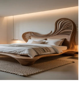 Les sculptures audacieuses inspirées des feuilles apportent une touche de nature dans votre maison avec ce lit unique. Disponible aux prix de gros. - Product Image 2