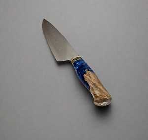 Cuchillo de chef de acero de Damasco con hoja de punta caída, mango de madera con incrustaciones de resina azul, cuchillo de cocina de 7 pulgadas con filo afilado industrial 2 - Product Image 6