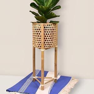 Decorative planter pot stands highest quality tall bamboo weave <b>plant</b> <b>basket</b> pedestal stand - Product Image 1