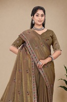 Saree Satin Fandy Desainer India Vexotrend untuk Wanita, Desain Patola yang Indah, Gaya Tradisional untuk Pesta Pernikahan, Bebas Kerut