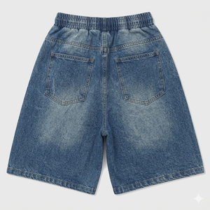 Pantalones Cortos de Skate para Hombre con Logotipo Personalizado, Lavado Ácido, 100% Algodón, Tejido de Mezclilla Gruesa, Cintura Media, Cierre de Cremallera, Ajuste Holgado, Estilo Casual - Product Image 3