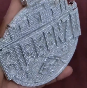 Pendentif personnalisé Hip Hop en or blanc et argent, serti de moissanite et de diamants, pour hommes et femmes - Product Image 4