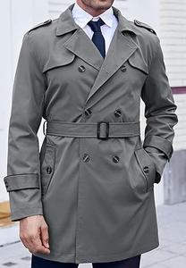 Men's Reversible Woolen Trench Overcoat Anti-Wrinkle Casual Outdoor Winter Double Breasted Belt Coat Office <b>Business</b> Workwear - Product Image 3