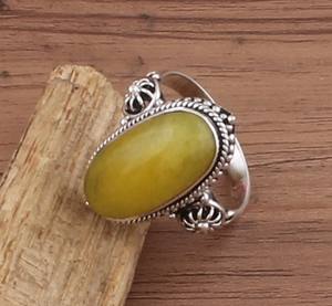 แหวนหยกสีเหลืองธรรมชาติ แหวนเงินแท้ 925 ประดับพลอย แหวนแต่งงานสำหรับผู้หญิงผู้ชาย เครื่องรางเสริมโชคลาภ ขายส่ง - Product Image 5