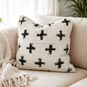 Elegant White Kilim <b>Pillow</b> Case with Black Cross Stripe Washable Turkish Kilim <b>Pillow</b> Bohemian for <b>Sofa</b> Couch Chair Pillowslip - Product Image 1
