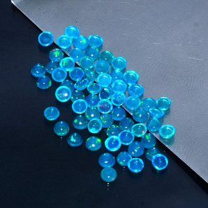 Lote de Cabujones Redondos de Ópalo Welo Etíope Natural AAA+ Azul de 3mm, Gema Preciosa Multifuego con Base Plana para Joyería - Product Image 2