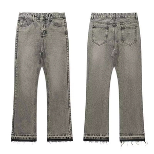 Jeans de Mezclilla de Primera Calidad, Corte Recto, Cintura Alta, Lavado a la Piedra, Rotos, Casuales, de Algodón, Estilo Otoñal para Hombre - Product Image 6