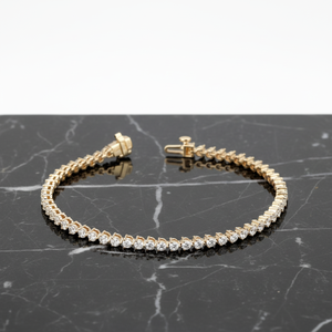 Zyorio Jewels 14K Gold Plated Bezel Setting Diamond Chain Link <b>Charm</b> Bracelet Classic Design Women/Unisex Wedding Gift - Product Image 2