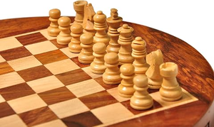 Jeu d'échecs rond en bois de 9 pouces avec tiroir et pièces magnétiques en bois de Sheesham, diamètre 9 pouces, pour les plus de 13 ans - Product Image 4