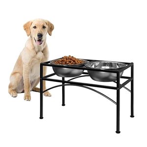 Soporte Ajustable Elevado para Dos Platos de Comida para Perros con Platos de Acero Inoxidable, Comedero y Bebedero Elevado de Metal para Mascotas Pequeñas - Product Image 4