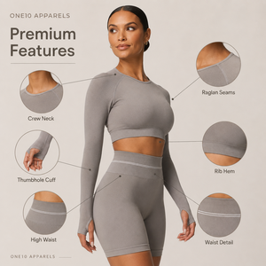 Women Solid Color Gym Shorts Yoga for Rib Workout Activewear Long Sleeve Crop <b>Top</b> High Waist Biker Shorts Seamless Gym Fitness - Product Image 5