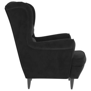 Fauteuil en velours noir 100% polyester, design standard en contreplaqué pour salon - Product Image 4