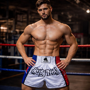 Shorts de boxe sublimés avec logo personnalisé, pour le kickboxing, le MMA, tissu respirant à séchage rapide, unisexe, vêtements d'entraînement pour les arts martiaux - Product Image 1