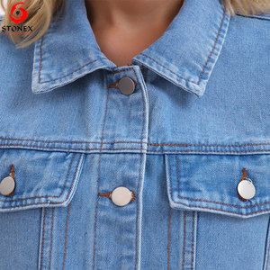 Custom Logo Women's Denim Shirt Relaxed Fit <b>Short</b> <b>Sleeve</b> <b>Button</b> <b>Up</b> Casual Fashion Blue Jean Shirt Wholesale Supplier OEM Service - Product Image 5