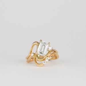 Anillo de compromiso y boda para mujer, moderno, de oro macizo de 14 quilates, con diamante cultivado en laboratorio certificado por IGI, corte brillante redondo - Product Image 1