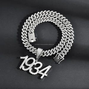 Factory 1934 Custom Hip Hop Initial <b>Number</b> Pendant Micro Pave Moissanite Iced Out Year Name Pendant - Product Image 2