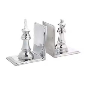 Porte-livres en métal plaqué argent brillant avec base noire pour bureaux et écoles, organisateur de table, support de livres/serre-livres - Product Image 5