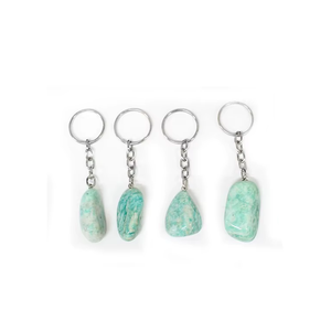 Llavero de cristal de alta calidad, llavero de amazonita pulida, llavero de piedra natural, regalos para mujeres, mayorista de llaveros - Product Image 6