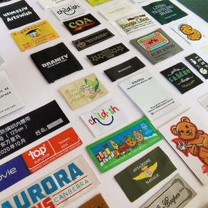 Étiquettes de vêtements en coton tissé personnalisées, badges imprimés écologiques pour manches, étiquettes à logo haute densité et claires - Product Image 1