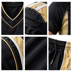 Conjunto de Uniforme de Fútbol Americano Negro y Dorado para Hombre, Sin Mangas, Transpirable, Cintura Elástica, Ajustado, de Poliéster - Product Image 6