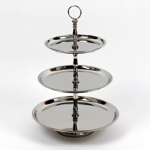 Hot Selling <b>3</b> <b>Tier</b> Aluminum <b>Cake</b> <b>Stand</b> Polished Silver Dessert Display <b>Stand</b> Latest Design Decorative For Wedding Birthday Party - Product Image 4