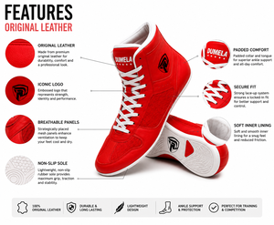 Bottes de boxe personnalisées Dumela en cuir rouge, toutes saisons, durables, écologiques, avec logo personnalisé, confortables, respirantes, ensembles de boxe - Product Image 6