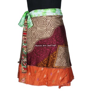 Wholesale Short Mini Skirt Indian Women <b>Wrap</b> Mini Skirts Vintage Silk Bohemian Hippie <b>Beach</b> Magic Short Dress Summer Mini Skirts - Product Image 2