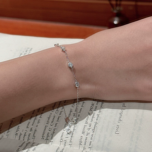 S925 Sterling Silver Korean Style Retro Niche Zircon <b>Beads</b> Chain & Link <b>Bracelet</b> Simple Personality Jewelry Gift - Product Image 4