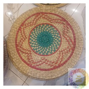 Tapis de sol rond en bambou tressé, fibre naturelle, écologique, fait main, décoration intérieure, tapis pour intérieur bohème rustique, vente en gros - Product Image 2