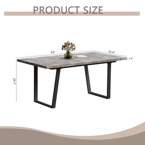 Tavolo da pranzo rettangolare in legno per 6 persone da 62.9 pollici per cucina e sale da pranzo Design semplice - Product Image 5