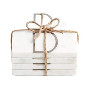 Posavasos de Mármol con Incrustaciones Metálicas del Alfabeto, Nuevo Diseño, Posavasos Redondos Personalizados, Fáciles de Limpiar, Juego de Posavasos de Mármol - Product Image 1